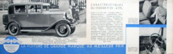 Chenard & Walcker 9 CV 4 Cylinder Modelprogram 1928 (7933)